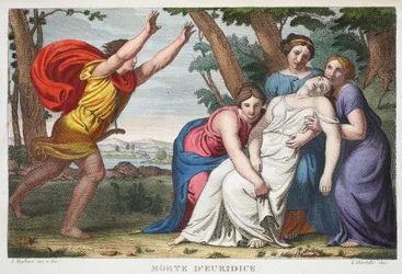 De dood van Eurydice, Boek X, illustratie uit Ovidius